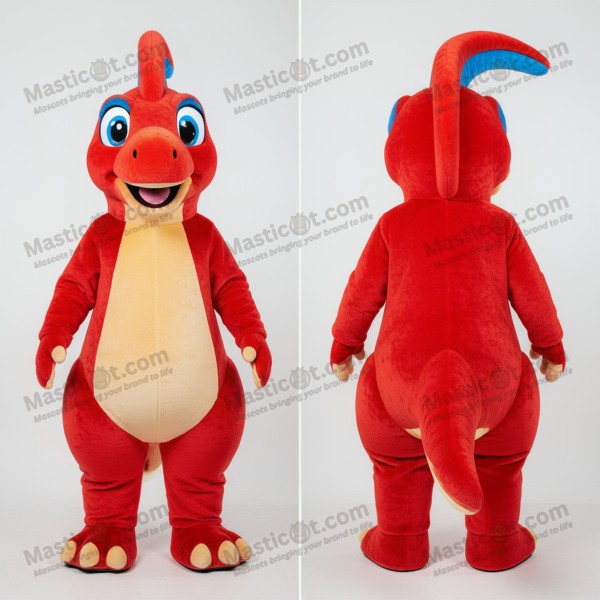 Scharlachroter Schopf-Paraasaurolophus-Maskottchen -
