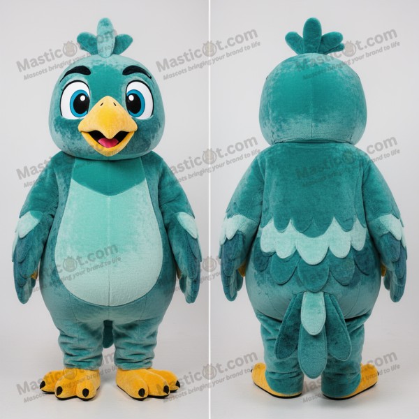 Teal broad winged hawk mascot - Masticot.com