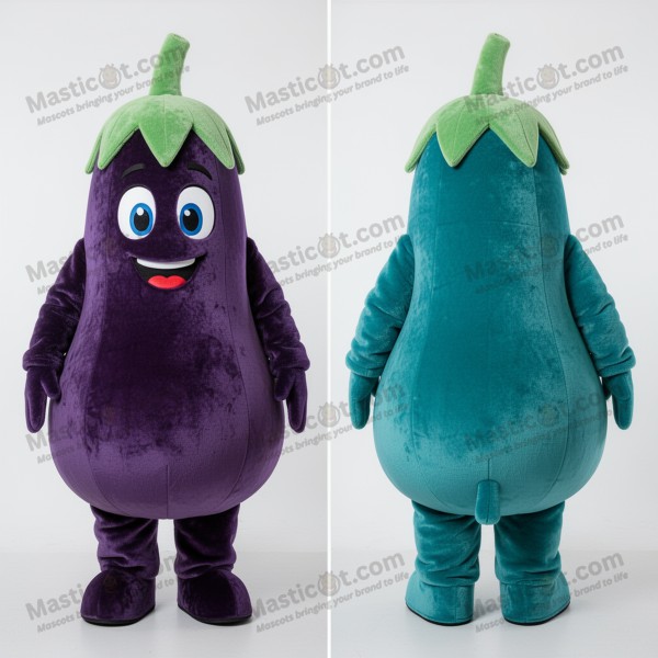 Teal rounded eggplant mascot - Masticot.com
