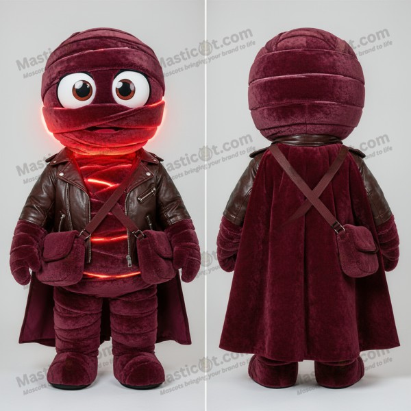 Maroon Bandaged Cartoon Mummy Mascot - Masticot.com