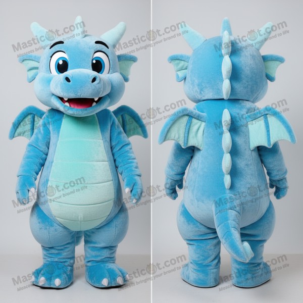 Sky Blue Cartoon Dragon Mascot - Masticot.com