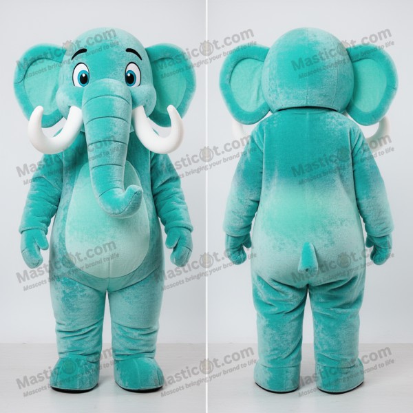 Turquoise Cartoon Mammoth Mascot - Masticot.com