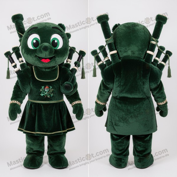 Forest Green Cartoon Bagpipe Mascot - Masticot.com