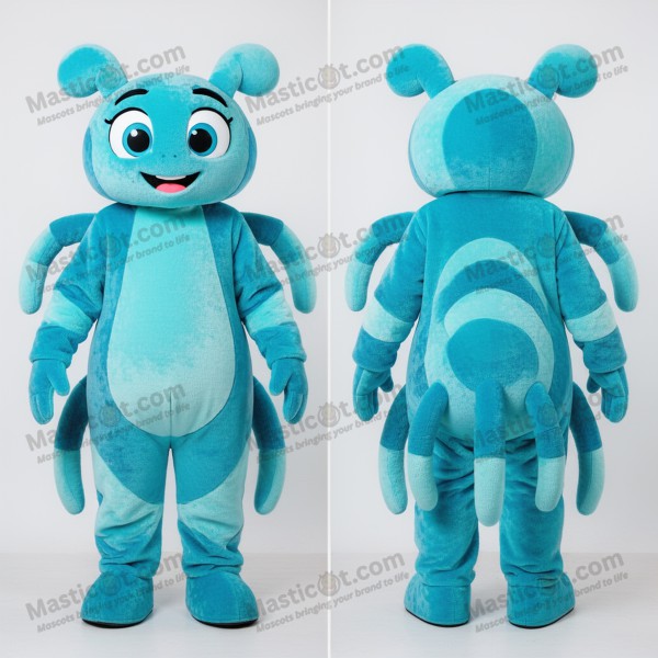 Cyan Tegnefilm-Spinnespinnemaskot - Masticot.com