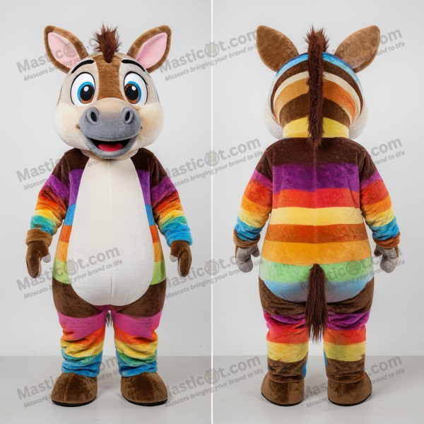 Teal Striped Cartoon Quagga Mascot - Masticot.com
