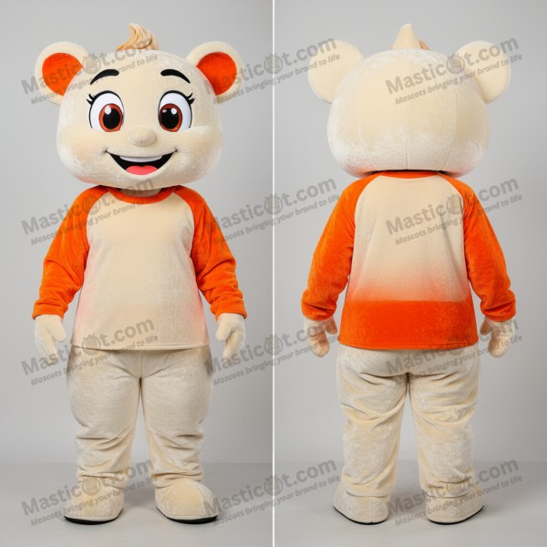 Cream Velvety Cartoon Mandarin Mascot - Masticot.com