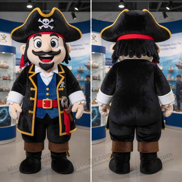 Velvet black swashbuckling pirate mascot - Masticot.com