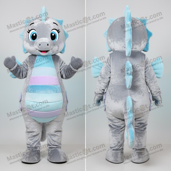 Silbernes, elegantes Seepferdchen-Maskottchen - Masticot.com