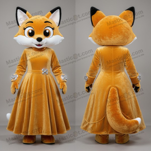 Golden Velvet Cartoon Fox Mascot - Masticot.com