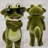 Olive green broad shouldered frog mascot - Masticot.com