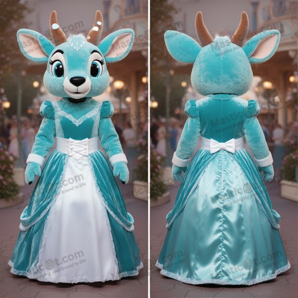 Turquoise velvety gazelle mascot - Masticot.com