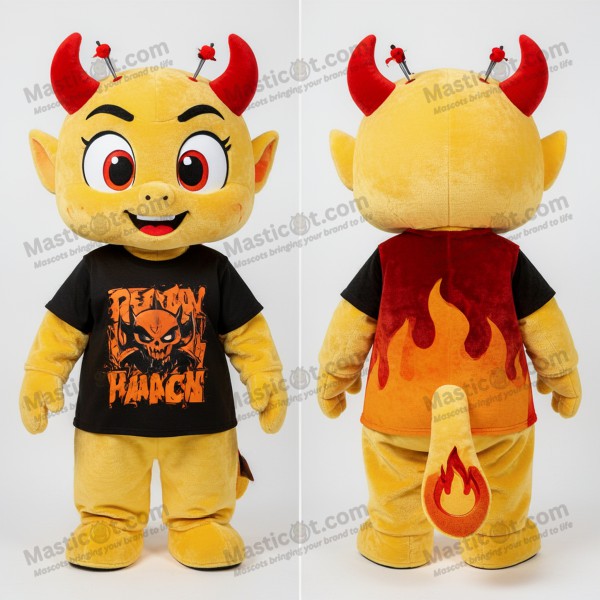 Golden Velvety Devil Mascot - Masticot.com