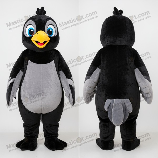 Černá kulatá maskot holuba hřivnáče - Masticot.com