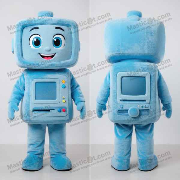 Sky blue pixelated computer mascot - Masticot.com