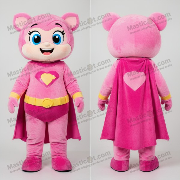 Růžový plyšový superhrdinský maskot - Masticot.com