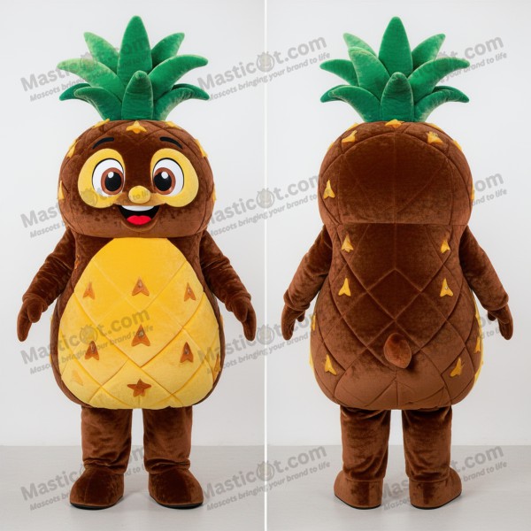 Golden Brown Cartoon Pineapple Mascot - Masticot.com