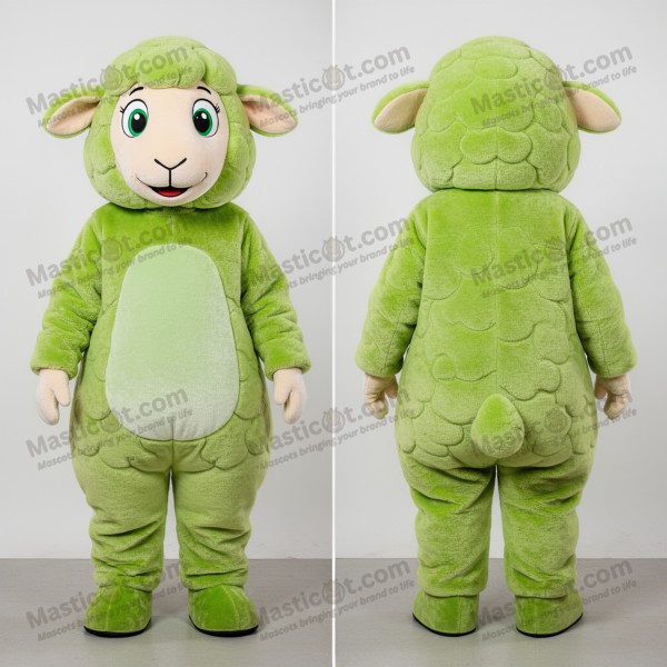 Lime Green Cartoon Suffolk Sheep Mascot - Masticot.com