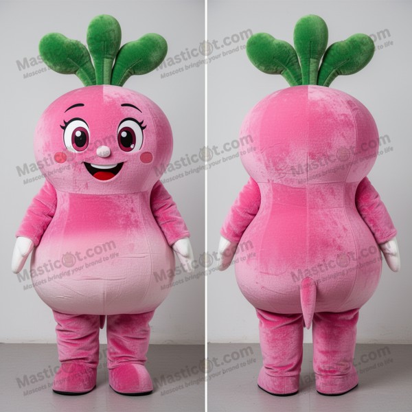 Pink Velvety Smiling Radish Mascot - Masticot.com