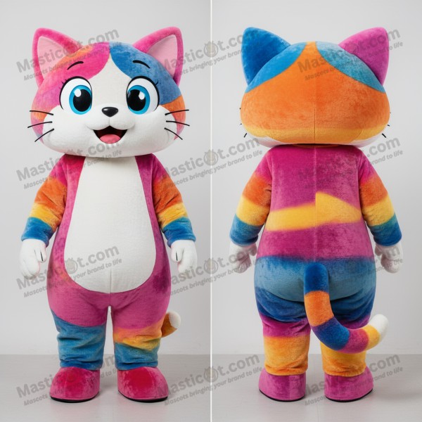 Creamy White Cartoon Cat Mascot - Masticot.com