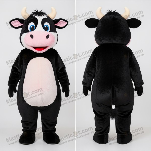 Samtige schwarze Kuh-Maskottchen Midnight Black -