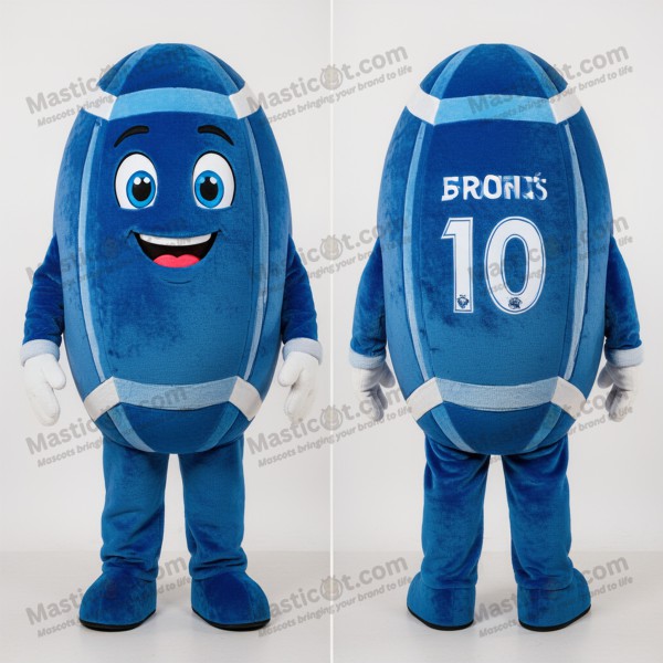 Cobalt Blue Rounded Rugby Ball Mascot - Masticot.com
