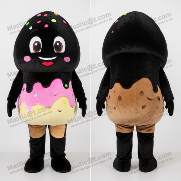 Chocoladebruin rond ijsjesmascot - Masticot.com