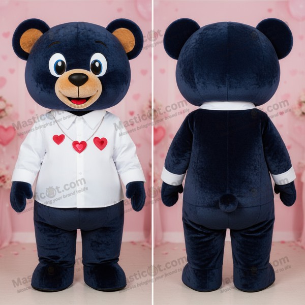 Navy Blue Velvety Teddy Bear Mascot - Masticot.com