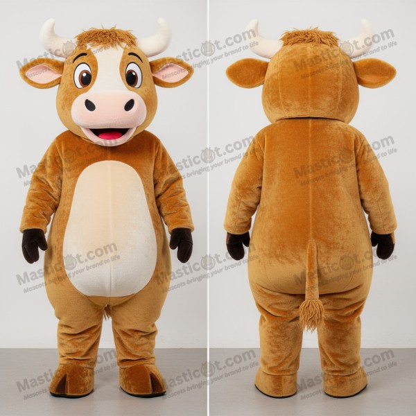Golden brown cuddly hereford cow mascot - Masticot.com