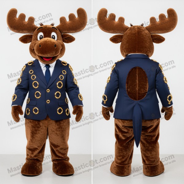 Velvety brown cartoon moose mascot - Masticot.com