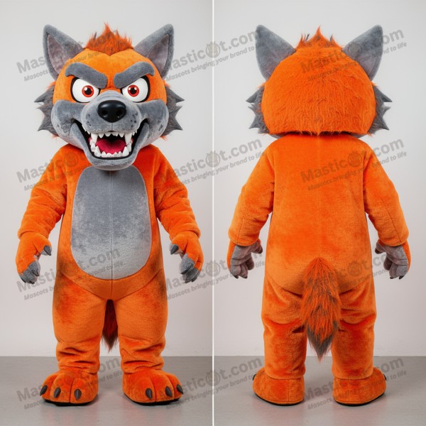 Fiery Orange Cartoon Werewolf Mascot - Masticot.com