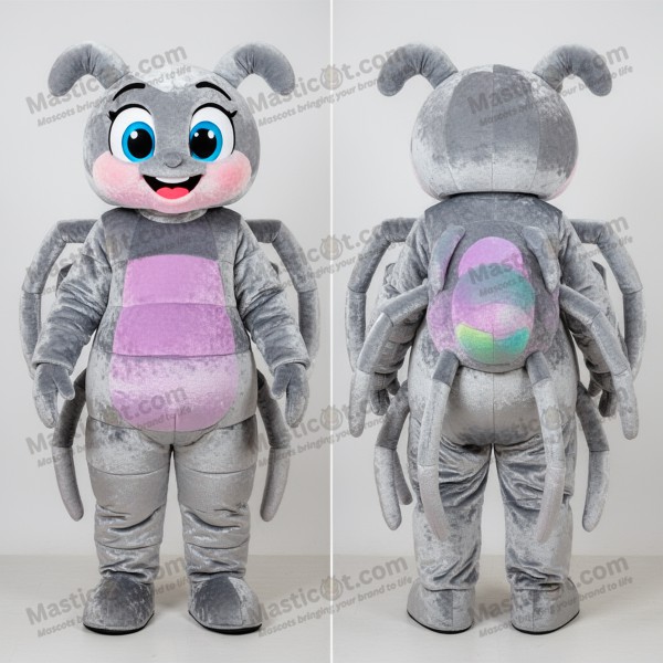 Sølv fløyelsaktig edderkopp-maskot - Masticot.com