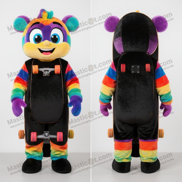 Fargerik svart skateboard-maskot - Masticot.com
