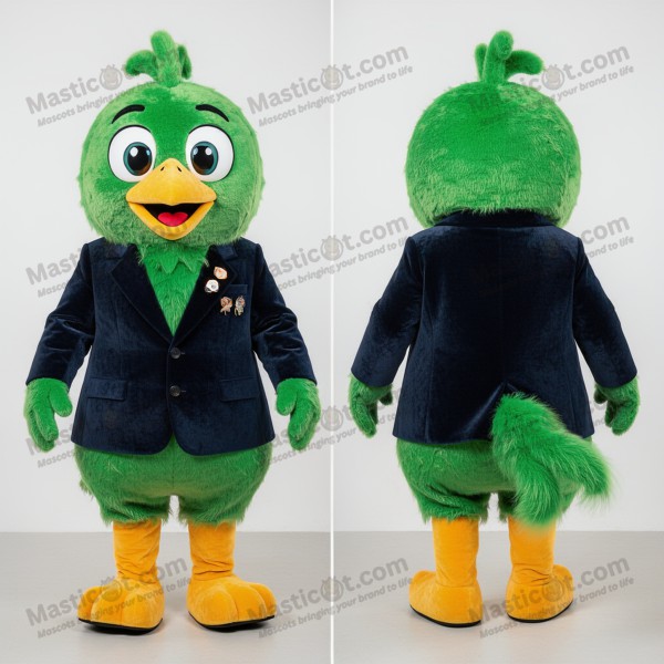 Glossy Green Cartoon Fried Chicken Mascot - Masticot.com