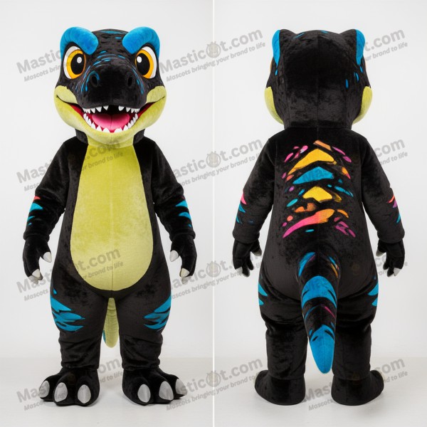 Zwarte Cartoon Utahraptor Mascotte - Masticot.com