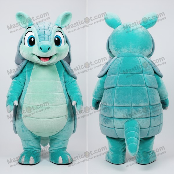 Turquoise playful armadillo mascot - Masticot.com