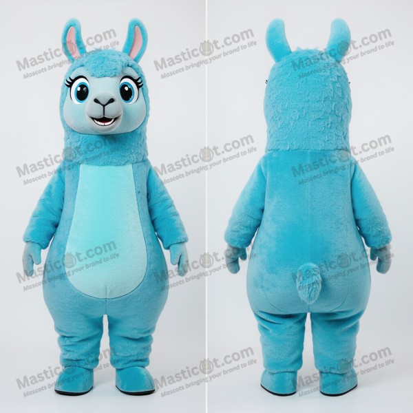 Mascotă Llamă Cartoon Albastru-Turcoaz - Masticot.com