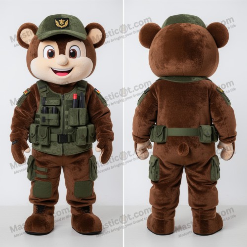 Brown brave commando mascot - Masticot.com