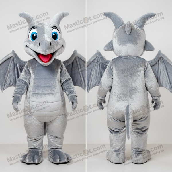 Silver Shimmering Cartoon Pterodactyl Mascot - Masticot.com