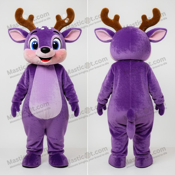 Purple Cartoon Deer Mascot - Masticot.com
