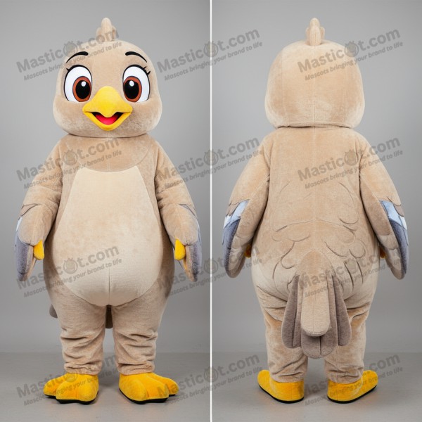 Hnědá plyšová maskota hravého holuba skalního - Masticot.com