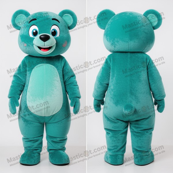 Teal Cartoon Bear Mascot - Masticot.com