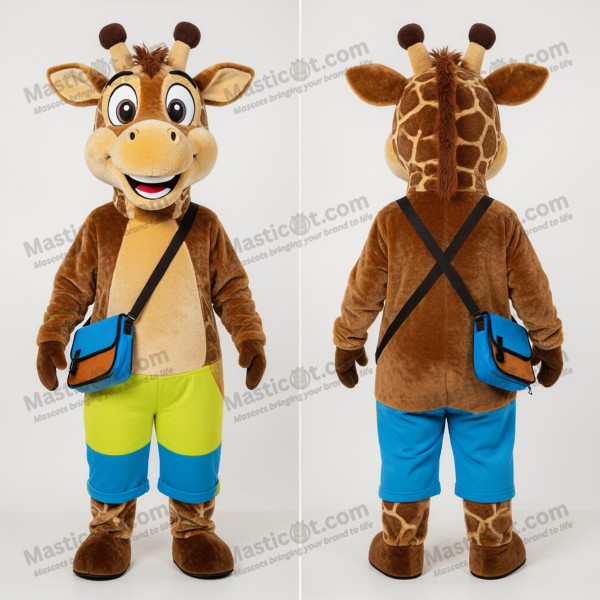 Chocolate Brown Cartoon Giraffe Mascot - Masticot.com