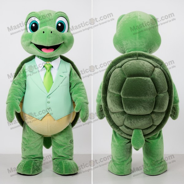 Pastel Green Smiling Sea Turtle Mascot - Masticot.com