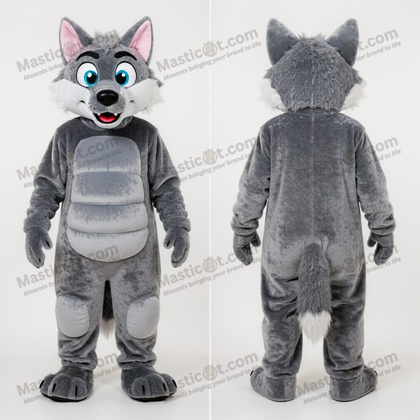 Zachtgrijze Cartoon Say Wolf Mascot - Masticot.com