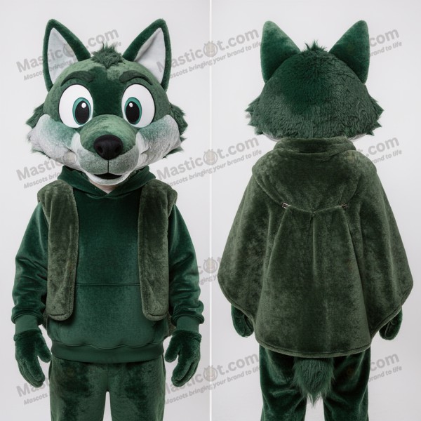 Forest Green Velvety Wolf Mascot - Masticot.com