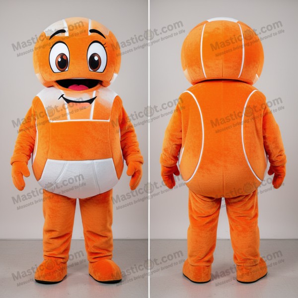 Lysende oransje volleyballball-maskot - Masticot.com