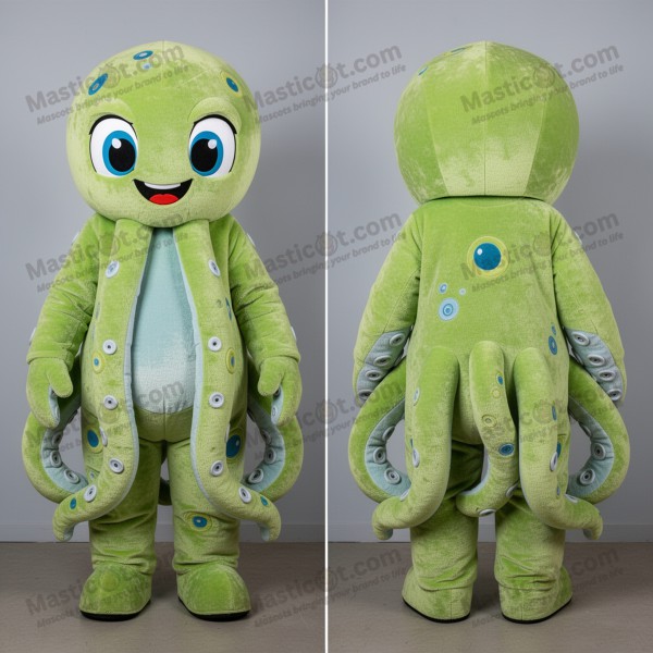 Lime green broad shouldered kraken mascot - Masticot.com