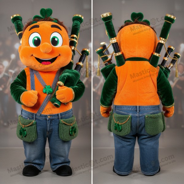 Orange Velvet Bagpipe Mascot - Masticot.com