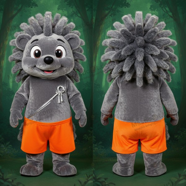 Schiefergrauer Cartoon-Igel Maskottchen - Masticot.com