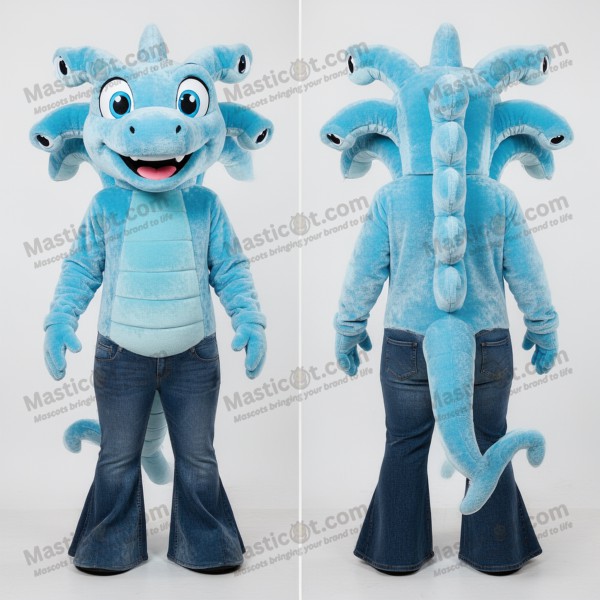 Sky Blue Velvety Hydra Mascot - Masticot.com